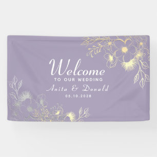 Elegante Paarse Bruiloft Spandoek