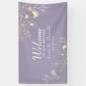 Elegante Paarse Bruiloft Spandoek (Verticaal)