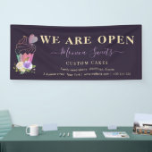 Elegante paarse cakery business shop spandoek (Beurs)