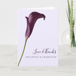 Elegante paarse Calla lelie bloem bruiloft Bedankkaart