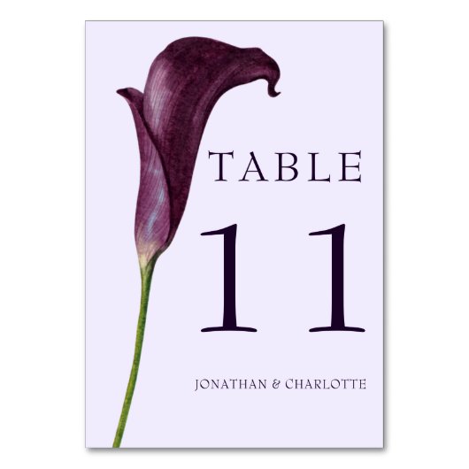 Elegante paarse Calla lelie bloem bruiloft Kaart (Voorkant)