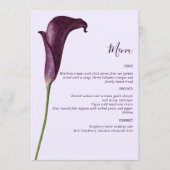Elegante paarse Calla lelie bloem bruiloft Menu (Voorkant)