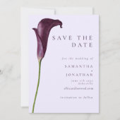 Elegante Paarse Calla Lelie Bloem Bruiloft Save The Date (Voorkant)