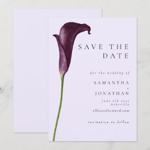 Elegante Paarse Calla Lelie Bloem Bruiloft Save The Date