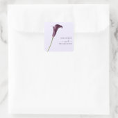 Elegante Paarse Calla Lelie Bloem Bruiloft Vierkante Sticker (Tas)