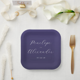 Elegante Paarse Calligrafie Papieren Bordje