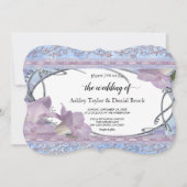 Elegante  Paarse chique moderne bloemige bruiloft Kaart (Voorkant)