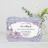 Elegante  Paarse chique moderne bloemige bruiloft Kaart (Staand voorkant)