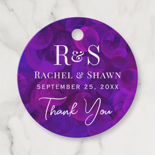 Elegante Paarse chique moderne monogram bruiloft Bedankjes Labels (Voorkant)