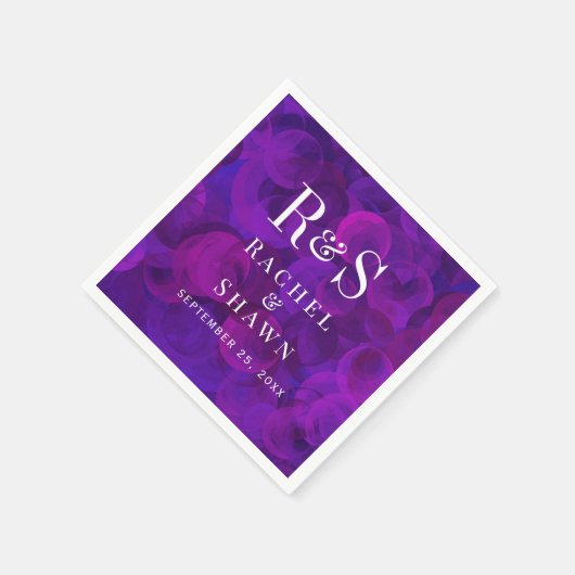 Elegante Paarse chique moderne monogram bruiloft Servet (Hoek)