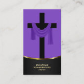 Elegante Paarse Christelijke Pastor Cross & QR Cod Visitekaartje (Voorkant)