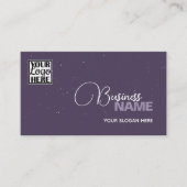 Elegante Paarse Classic Eenvoudig met Logo Modern Visitekaartje (Voorkant)