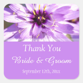 Elegante,  paarse dagbloem bedankt vierkante sticker