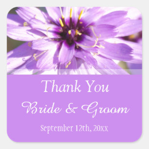 Elegante,  paarse dagbloem bedankt vierkante sticker