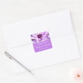 Elegante,  paarse dagbloem bedankt vierkante sticker (Envelop)