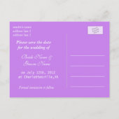 Elegante,  paarse dagbloem, behalve de datum aankondigingskaart (Achterkant)