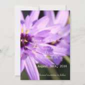 Elegante,  paarse dagbloem, behalve de datum save the date (Achterkant)