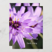 Elegante,  paarse dagbloem, behalve de datum save the date (Voorkant / Achterkant)