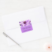 Elegante,  paarse dagbloem, behalve de datum vierkante sticker (Envelop)