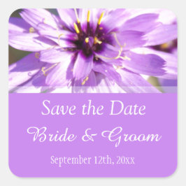 Elegante,  paarse dagbloem, behalve de datum vierkante sticker