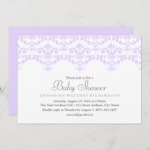Elegante Paarse Damask Baby shower Uitnodiging (Voorkant / Achterkant)