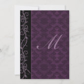 Elegante Paarse Damask bruiloft Kaart (Voorkant)