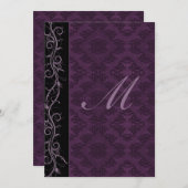 Elegante Paarse Damask bruiloft Kaart (Voorkant / Achterkant)