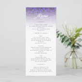 Elegante Paarse Damask Wedding Menu Kaart (Staand voorkant)