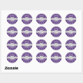 Elegante Paarse Damast Monogram Bruiloft Sticker (Vel)