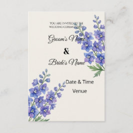 Elegante paarse Delphinium trouwuitnodiging Kaart