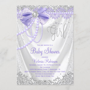 Elegante Paarse Diamant Parel Meisjesachtige Baby Kaart