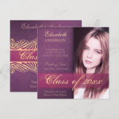 Elegante Paarse dochter Afstuderen Aankondiging (Voorkant / Achterkant)
