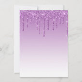 Elegante Paarse Drip Glitter Script Bruiloft Kaart (Achterkant)