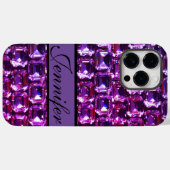 Elegante paarse edelstenen diamanten kalligrafie Case-Mate iPhone case (Achterkant (horizontaal))