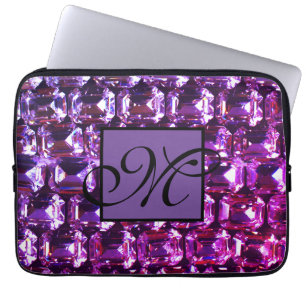 Elegante paarse edelstenen diamanten laptop sleeve