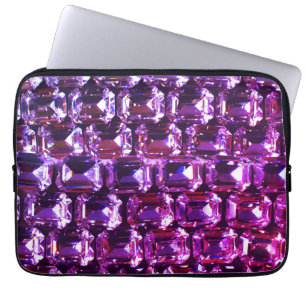 Elegante paarse edelstenen diamanten laptop sleeve