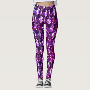 Elegante paarse edelstenen diamanten leggings