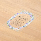 Elegante Paarse en Blauwe Bloemen Paasbrunch Acryl Uitnodigingen (Laagn)