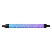 Elegante Paarse en blauwe gradiënt glitter Zwarte Inkt Pen (Voorkant)