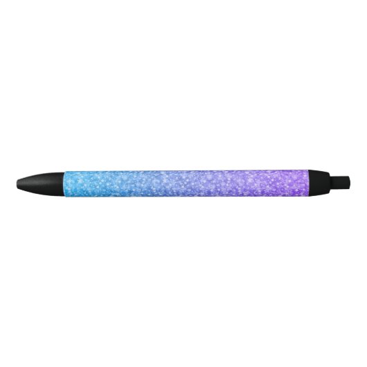 Elegante Paarse en blauwe gradiënt glitter Zwarte Inkt Pen (Voorkant)