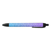 Elegante Paarse en blauwe gradiënt glitter Zwarte Inkt Pen (Bodem)