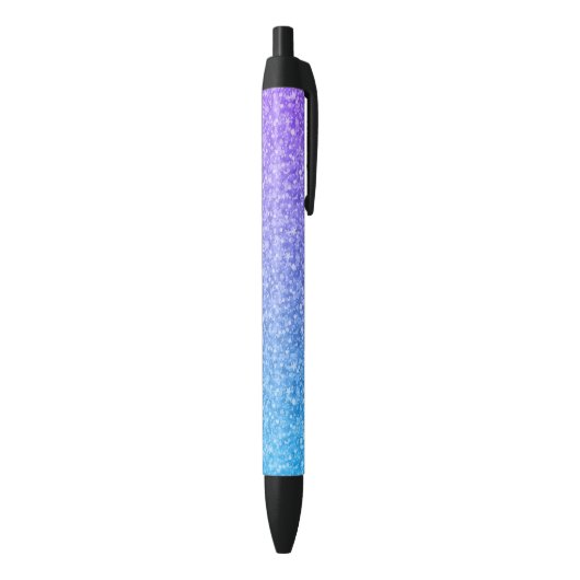 Elegante Paarse en blauwe gradiënt glitter Zwarte Inkt Pen (Achterkant (Verticaal))