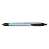 Elegante Paarse en blauwe gradiënt glitter Zwarte Inkt Pen (Achterkant)