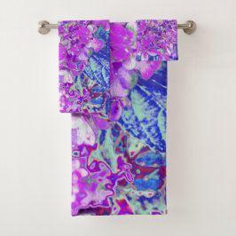 Elegante Paarse en Blauwe Limelight Hortensia Bad Handdoek