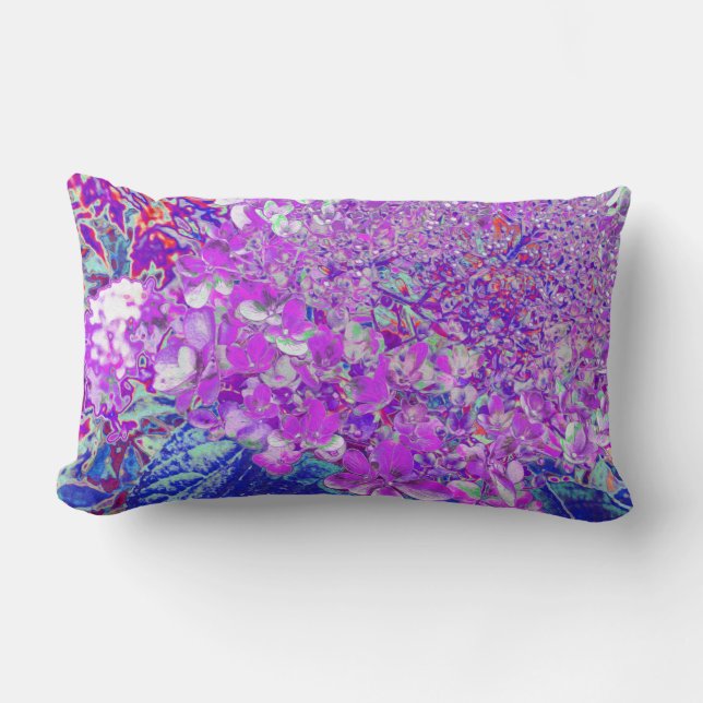 Elegante Paarse en Blauwe Limelight Hydrangea Kussen (Voorkant)