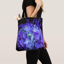 Elegante Paarse en blauwgroen hortensia momlife Tote Bag