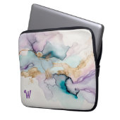 Elegante Paarse en Blauwgroen neopreen laptophoes Laptop Sleeve (Voorkant Links)