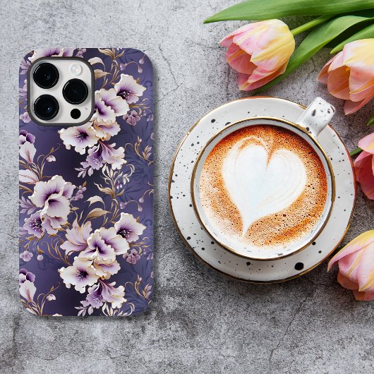 Elegante Paarse en Cream Orchid Floral Case-Mate iPhone Case