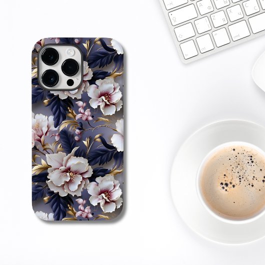 Elegante Paarse en Cream Orchid Floral Case-Mate iPhone Case