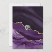 Elegante Paarse en gouden agaat bruiloft QR-code Kaart (Achterkant)